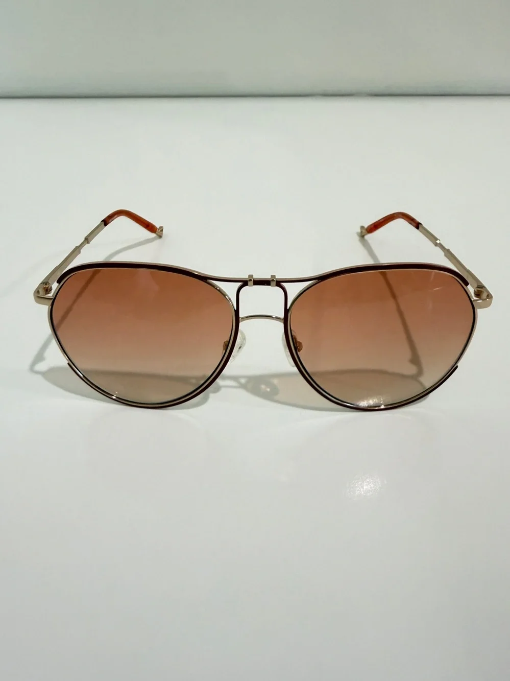 NWT Matthew Williamson x Linda Farrow Holly Aviator Sunglasses Gold MW254 C3